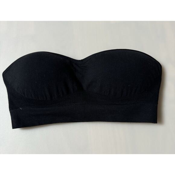 On Gossamer Cabana Black Cotton Seamless Strapless Bandeau G5312 Size Small - Picture 3 of 4